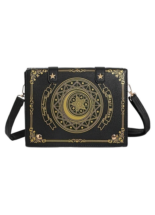 Női táska, satchel, varázskönyv, geometrikus képregény minta, átlátszó, levehető pánttal