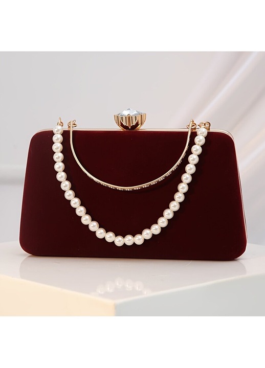 Geanta dama catifea, bordo, eleganta, cu curea detasabila