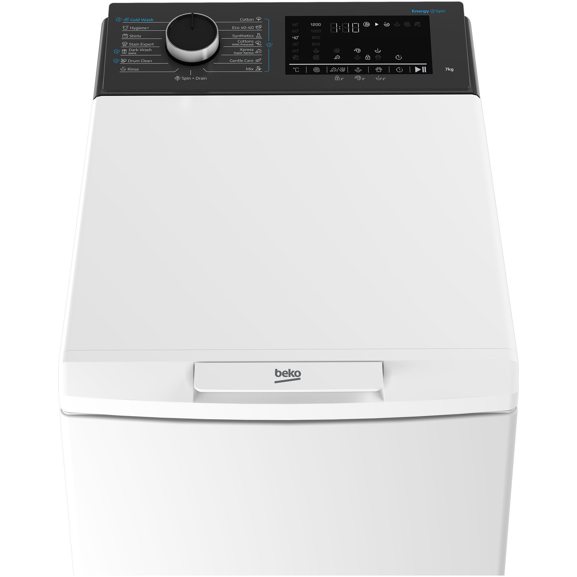 Masina de spalat rufe Beko TB721DAESEE incarcare verticala, 7kg, 1200 rpm , clasa A, motor ProSmart™ Inverter,tehnologie Energy Spin, 15 programe spalare