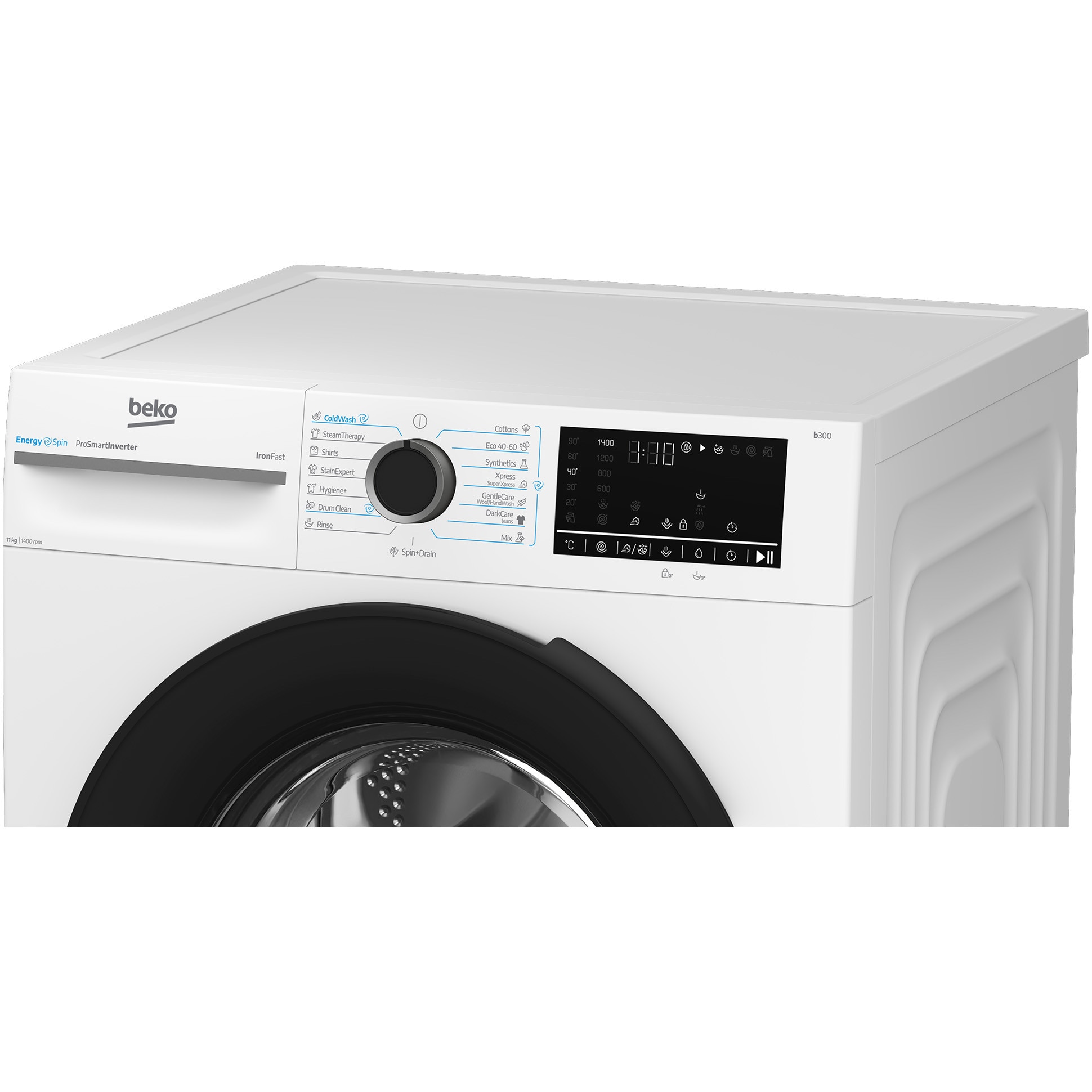 Masina de spalat rufe BEKO BM3WFSU411415WB ES, incarcare frontala, 11kg, 1400 rpm , clasa A, motor ProSmart Inverter,tehnologie Energy Spin, 15 programe spalare