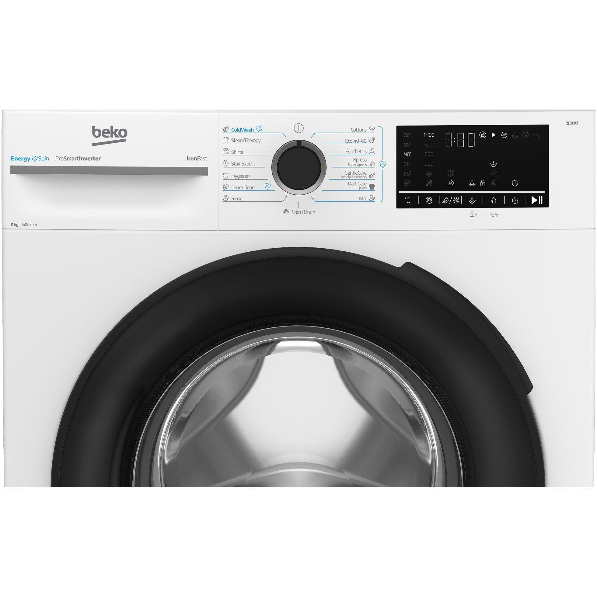 Masina de spalat rufe BEKO BM3WFSU411415WB ES, incarcare frontala, 11kg, 1400 rpm , clasa A, motor ProSmart Inverter,tehnologie Energy Spin, 15 programe spalare