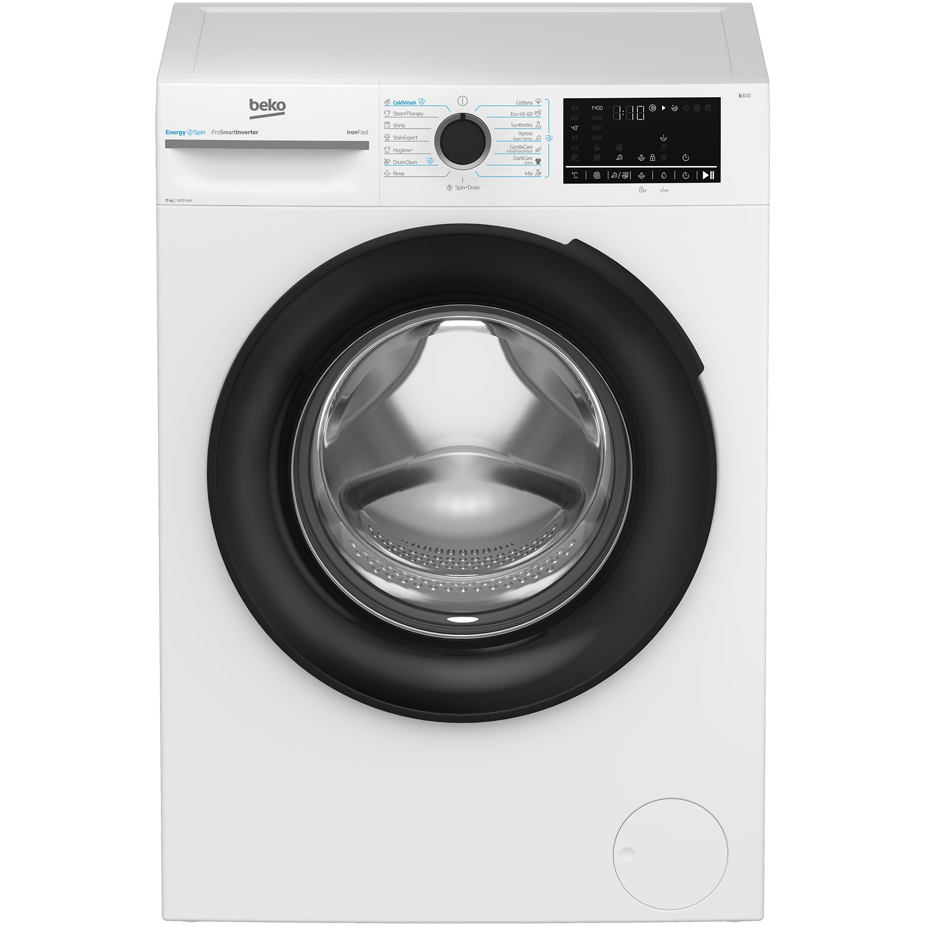 Masina de spalat rufe BEKO BM3WFSU411415WB ES, incarcare frontala, 11kg, 1400 rpm , clasa A, motor ProSmart Inverter,tehnologie Energy Spin, 15 programe spalare