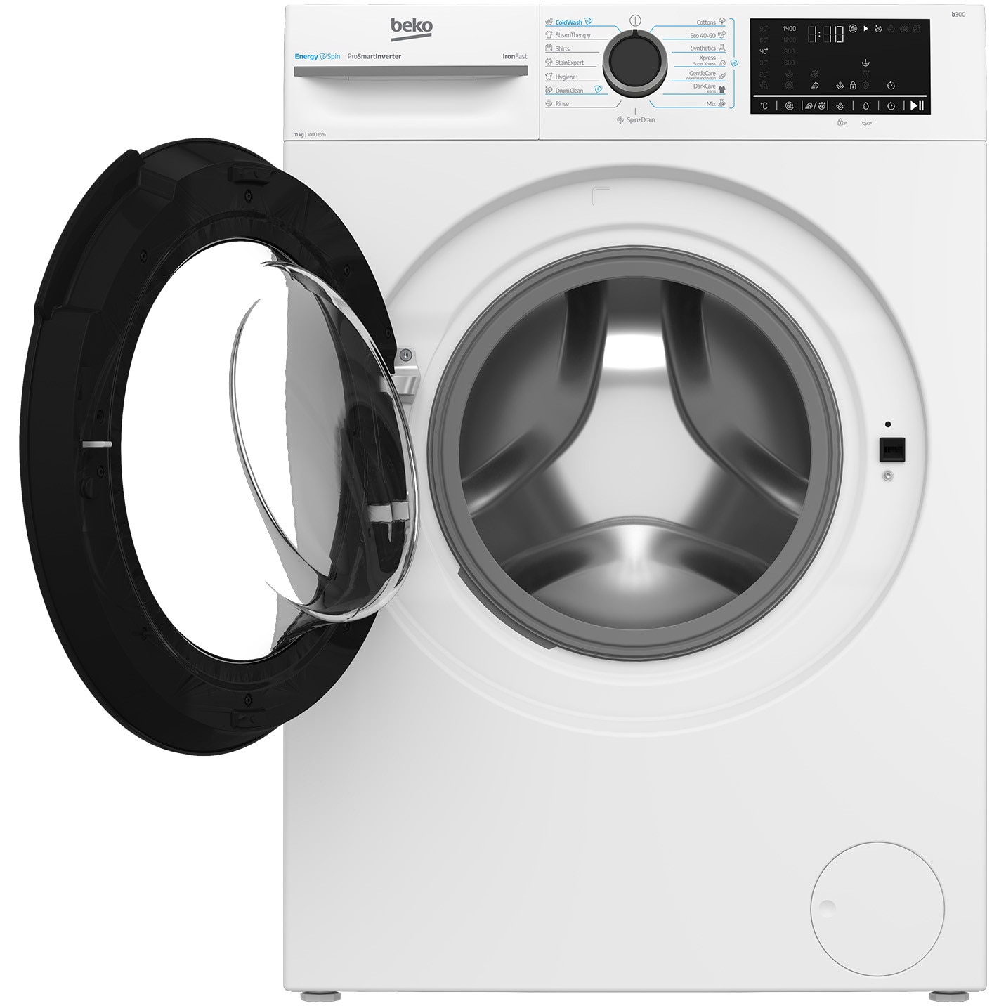 Masina de spalat rufe BEKO BM3WFSU411415WB ES, incarcare frontala, 11kg, 1400 rpm , clasa A, motor ProSmart Inverter,tehnologie Energy Spin, 15 programe spalare