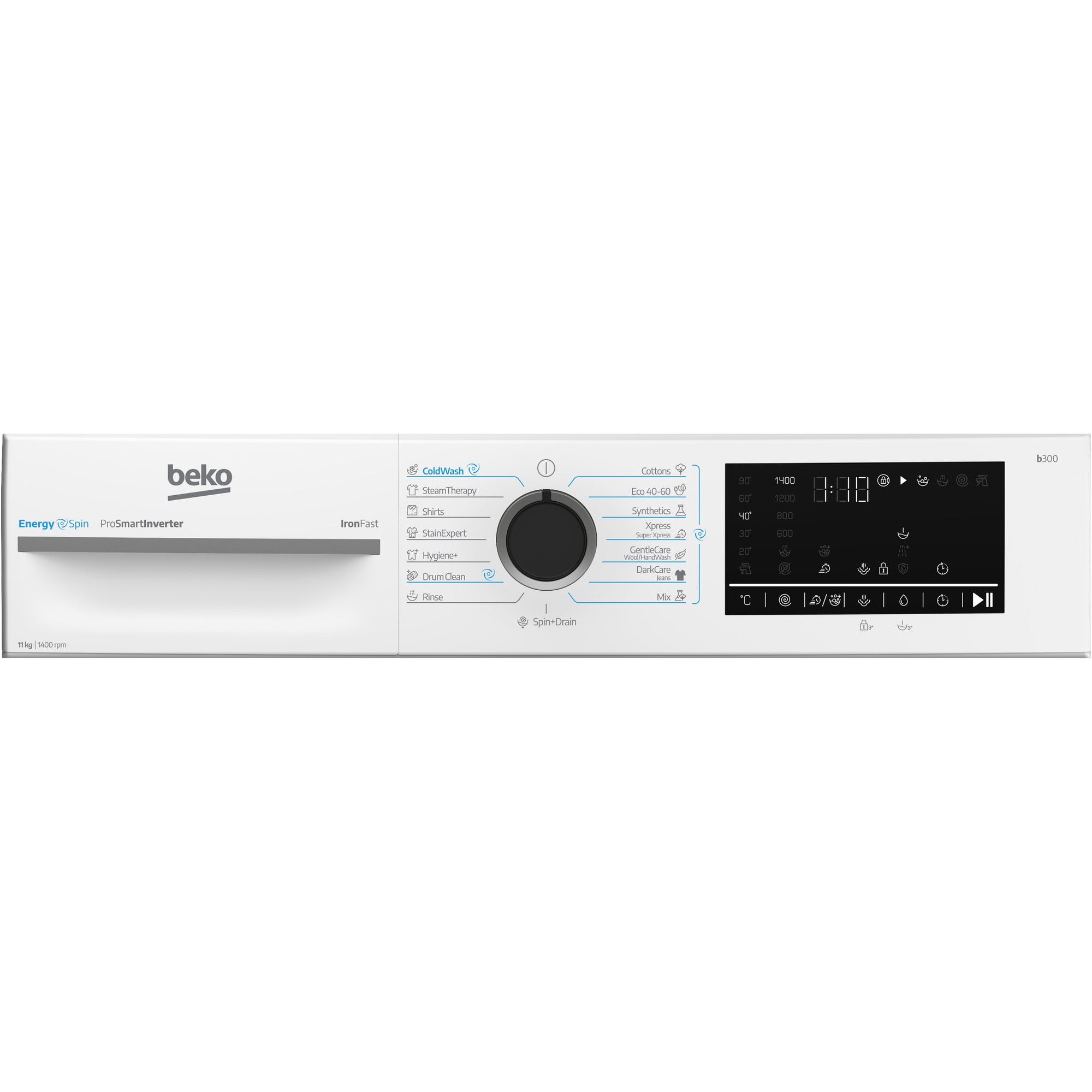 Masina de spalat rufe BEKO BM3WFSU411415WB ES, incarcare frontala, 11kg, 1400 rpm , clasa A, motor ProSmart Inverter,tehnologie Energy Spin, 15 programe spalare