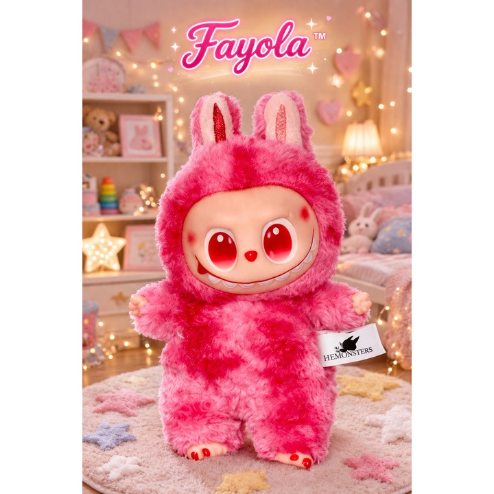 Fayola™ Labubu plüssjáték - 15 cm - sötét rózsaszín