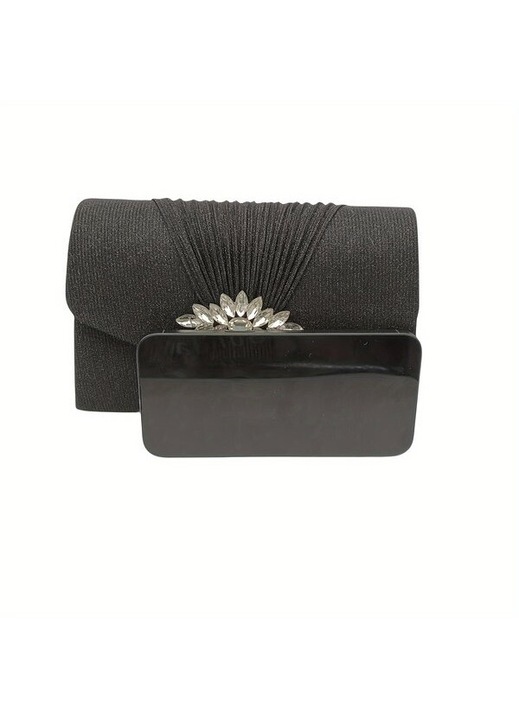 Elegáns estélyi táska, borítéktáska, flitteres, fekete, 20x12cm