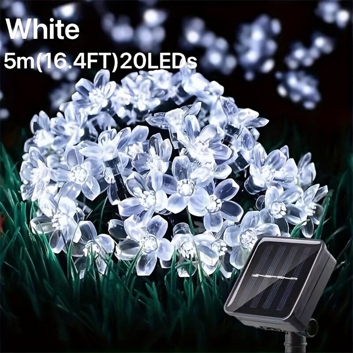 Lampa solara in forma de floare de cires, alb, 20/50/100 LED, exterior