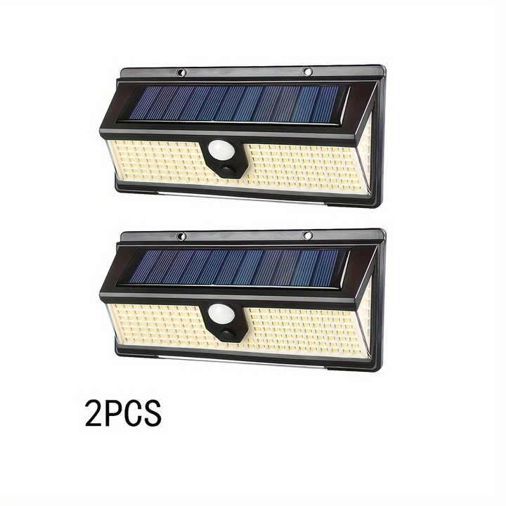 Lampa solara cu senzor de miscare, 2 buc, 190 LED, alb, exterior