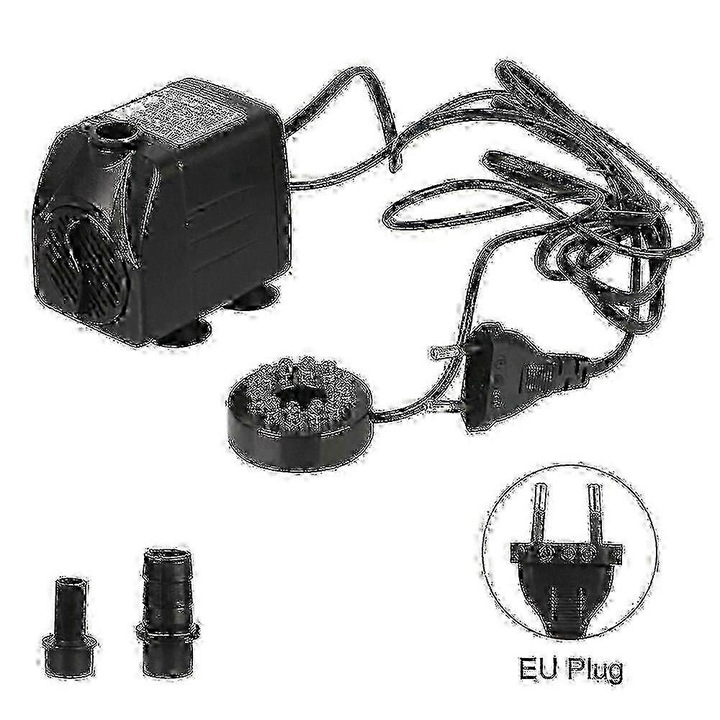 Потопяема водна помпа 15W, черна, 1м, 1000л/ч, с LED