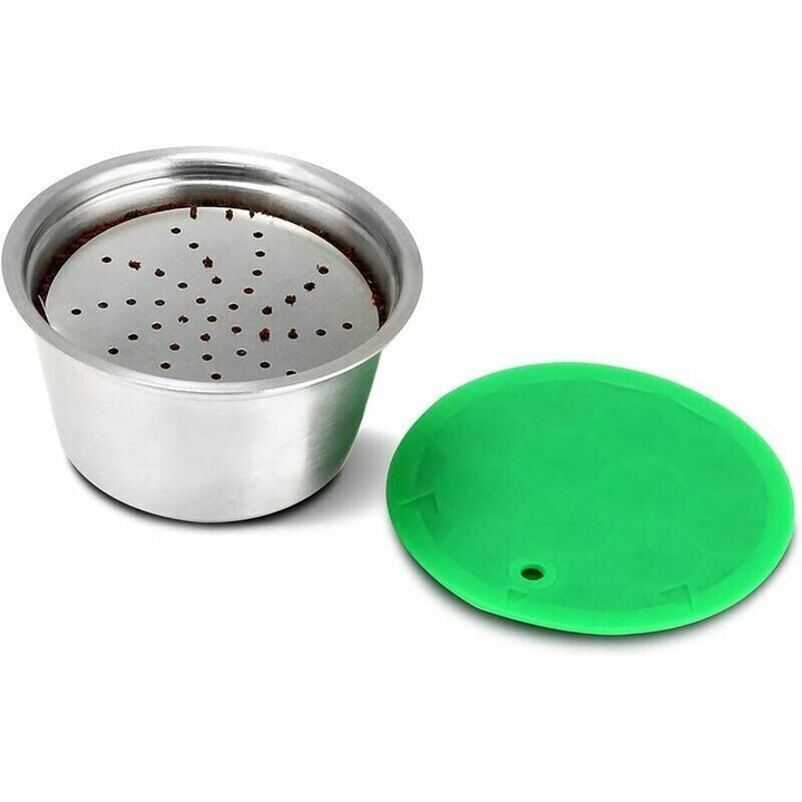 Capsula cafea reincarcabila inox pentru Nespresso Dolce Gusto argintiu 3.7x5.3cm
