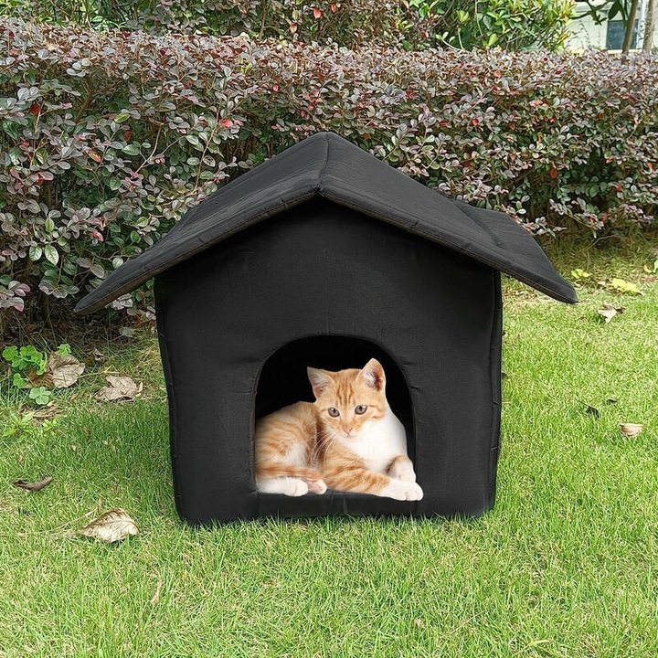 Adapost pisici exterior, cort pliabil, material Oxford impermeabil, 50x40x40cm