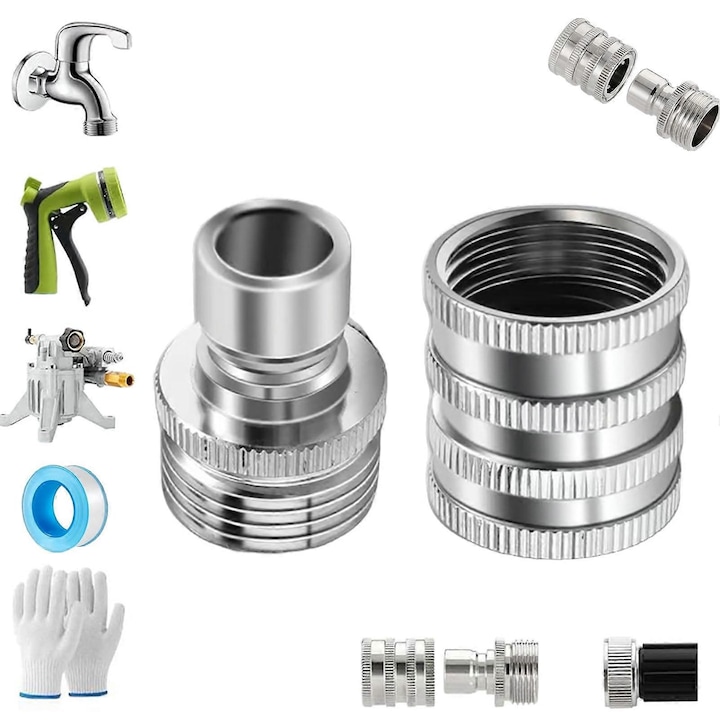 Set mufe rapide furtun gradina 3/4 inox rezistent, etans, pentru irigare