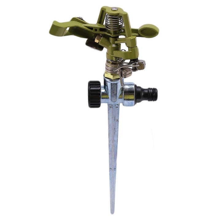 Aspersor rotativ metalic 1/2 inch, reglabil, auriu-argintiu, 8-12m raza, DN15