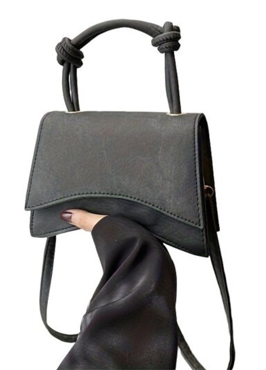 Női crossbody táska, műbőr, fekete, állítható