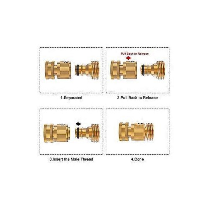 Set 5 conectori robinet gradina alama 3/4" aurii