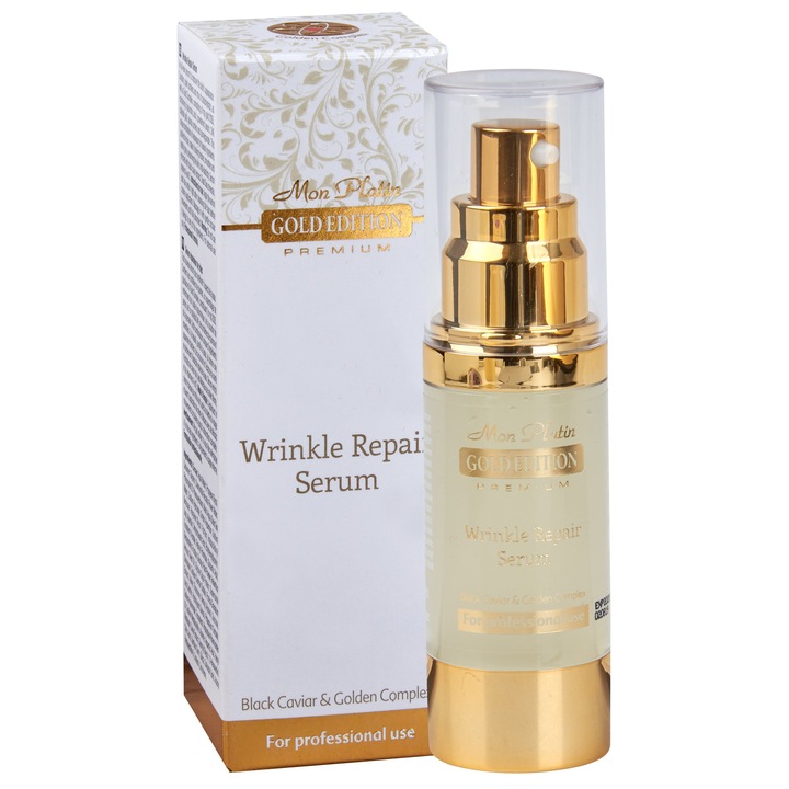 Ser reparator antirid DSM-Mon Platin, cu aur coloidal si caviar negru, 30 ml