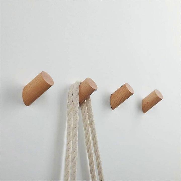 4 db természetes bükkfából készült fali kanál készlet, robusztus, sárga, 15x5x4cm