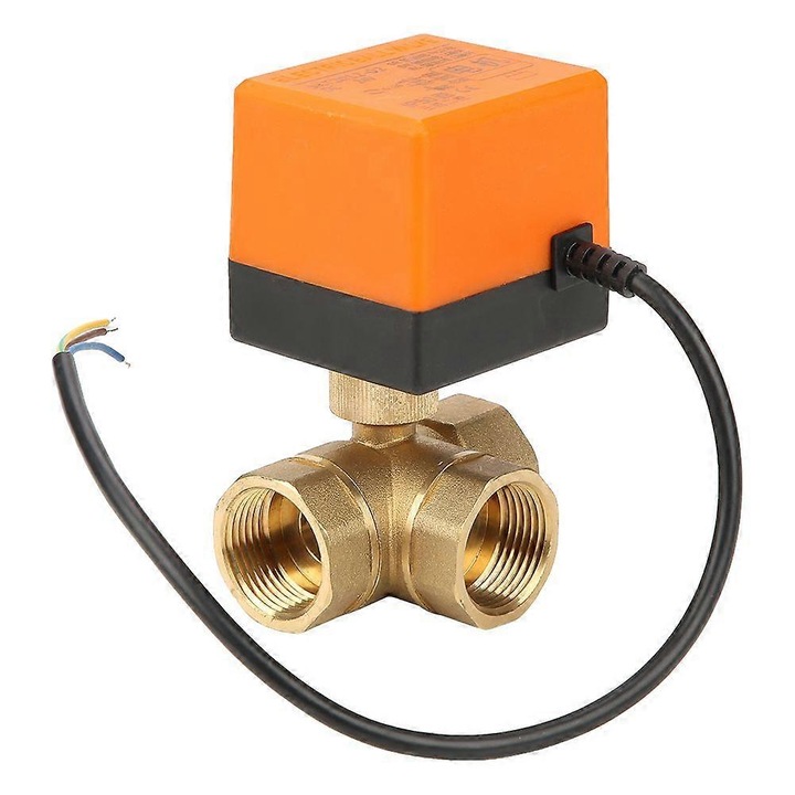 Robinet sferic motorizat 3 cai, alama, 7.5VA, 7x6.3cm, DN25, G1, 24V DC