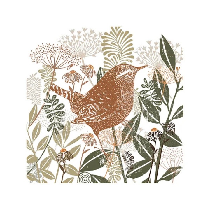 Tablou OEM Summer Thornton Woodland Nature Wren, digitális, fehér barna zöld, 40x40cm