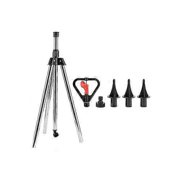 Aspersor reglabil 360 grade cu trepied pentru irigare gradina gazon, alb, dimensiuni ajustabile