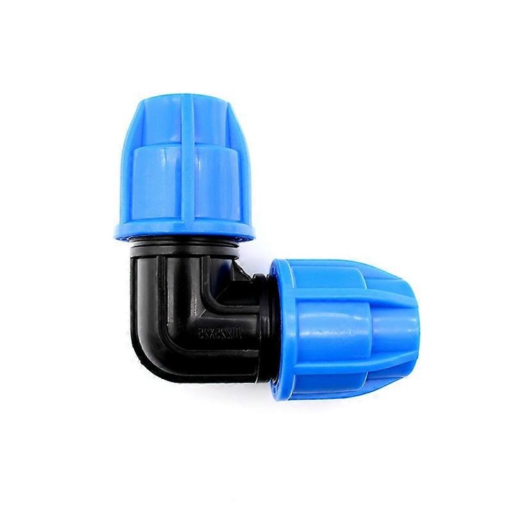 Cot egal PE 25 pentru conducta din polietilena, plastic, pentru lichide (interzis pentru gaz), presiune 16 MPa, albastru/negru, 254 buc
