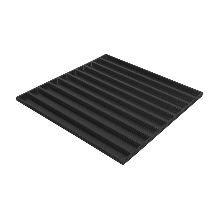 12 bucati panouri de perete 3D, Placi de perete PVC 50×50 cm, Impermeabile, Santuri verticale, Textura 3D, Pentru living/dormitor/birou, Negru