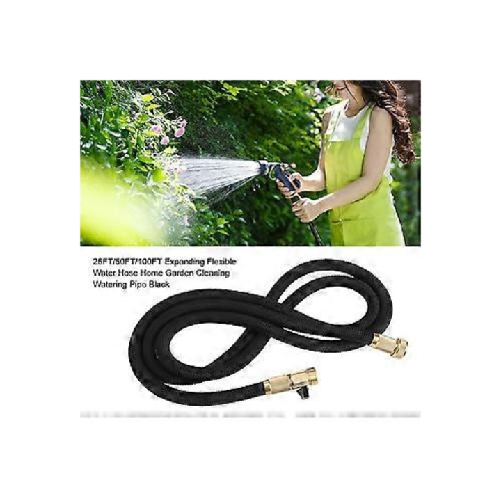 Furtun gradina flexibil extensibil negru 7.6m