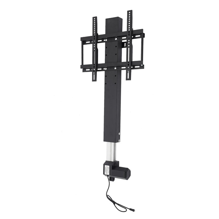 Elevator TV, Suport de masa electric reglabil pe inaltime, Telecomanda, Pentru televizoare 66-145 cm, Sarcina max 50 kg, Inaltime 98-168 cm, Aliaj de aluminiu, Negru