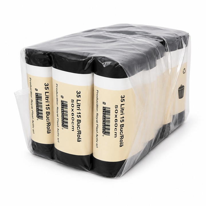 Торби за битови отпадъци Bax 35L, 20 ролки, 15 бр./ролка, 50 x 60 см, 15 микрона