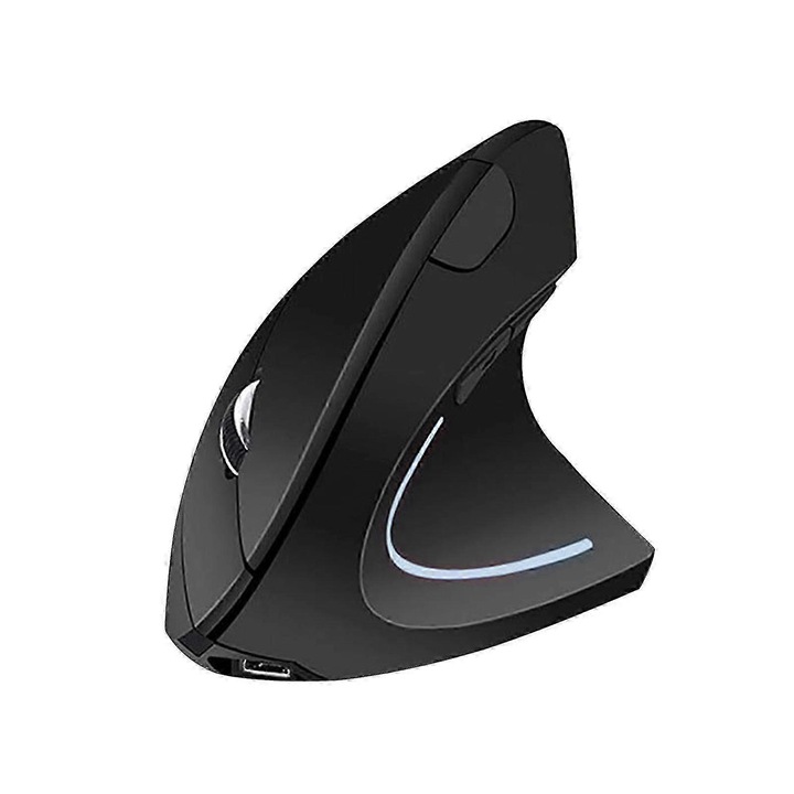 Egér vezeték nélküli ergonomikus, 1600DPI, fekete, 12.5x6.5x8.2cm