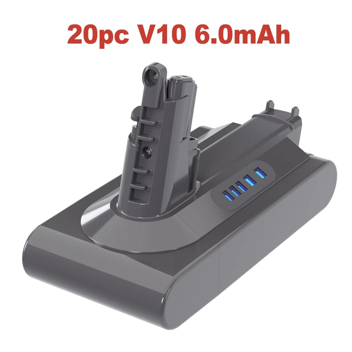 Csere akkumulátor vezeték nélküli porszívóhoz, V10 Li-Ion, 6,0Ah (6000mAh), 20 darabos csomag, kompatibilis a V10/SV12 Absolute/Fluffy/Animal modellekkel, Világoskék