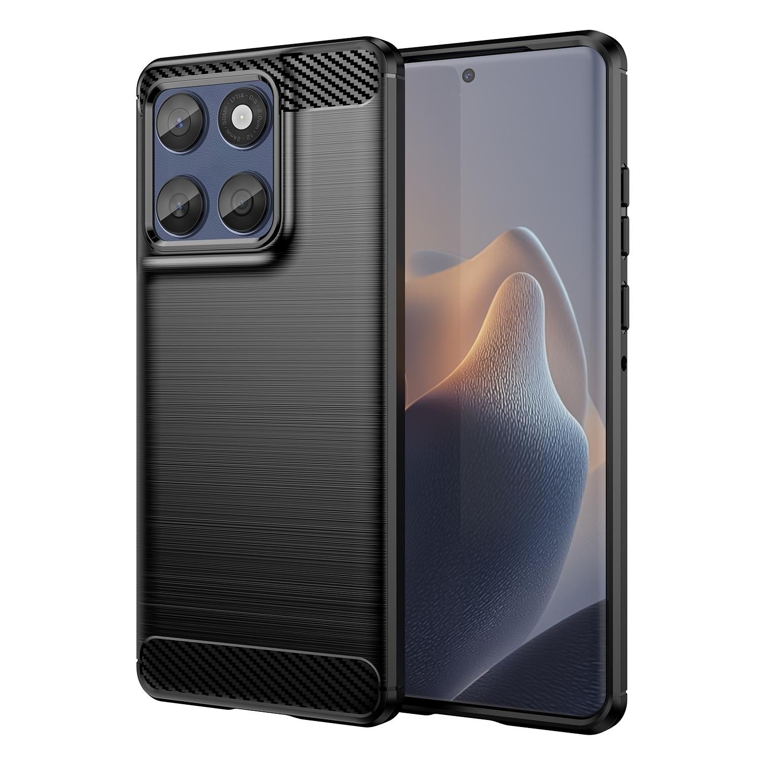 Husa pentru Motorola Edge 60 Fusion Daden Carbon Flexibila Antisoc, Hybrid Antisoc, Negru