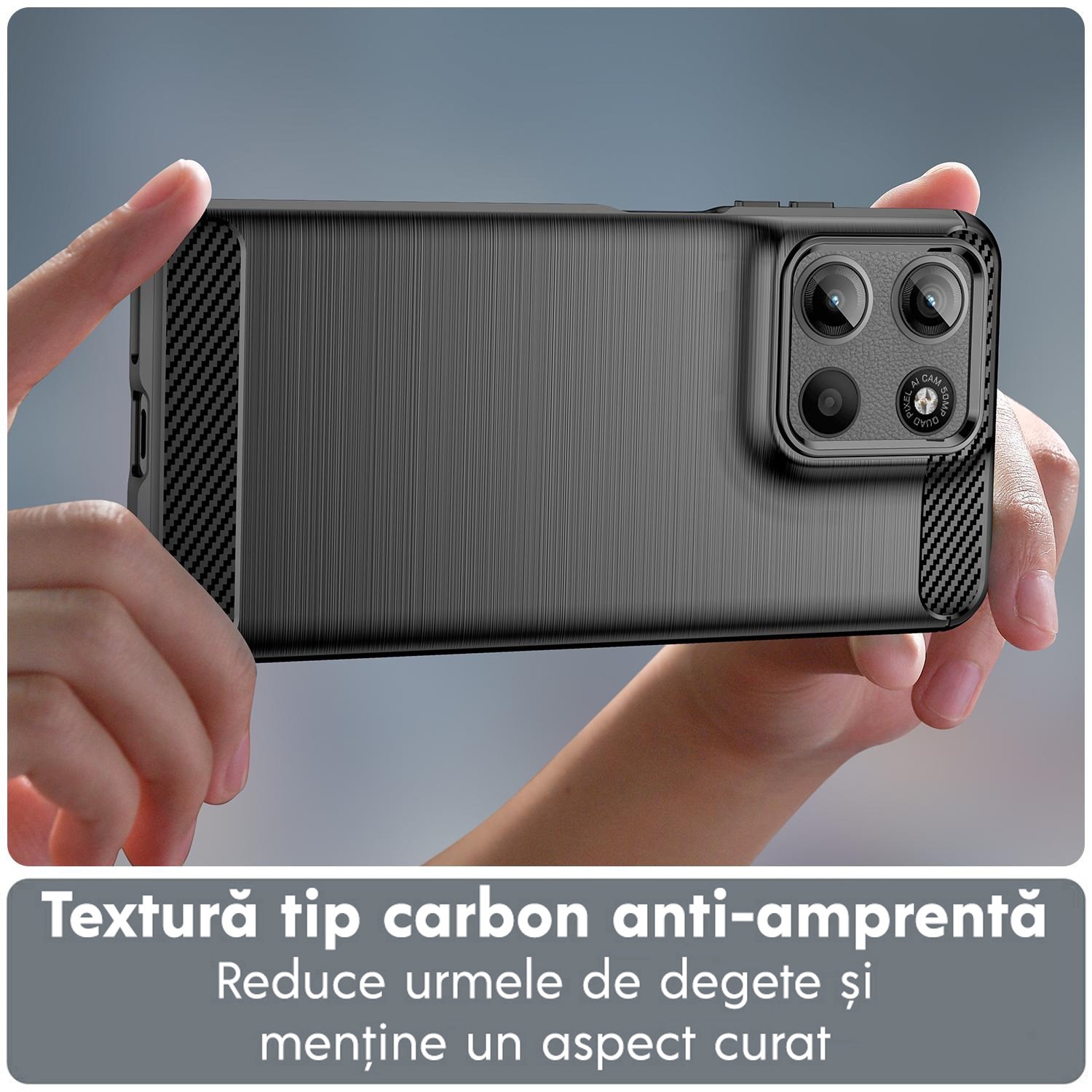 Husa pentru Motorola Edge 60 Fusion Daden Carbon Flexibila Antisoc, Hybrid Antisoc, Negru