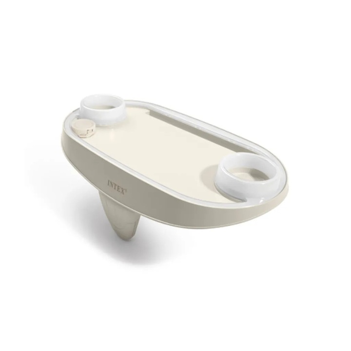 Suport Pentru Bauturi Si Telefon Intex, PVC, Cu Iluminare LED, Bej, 45x26x16cm