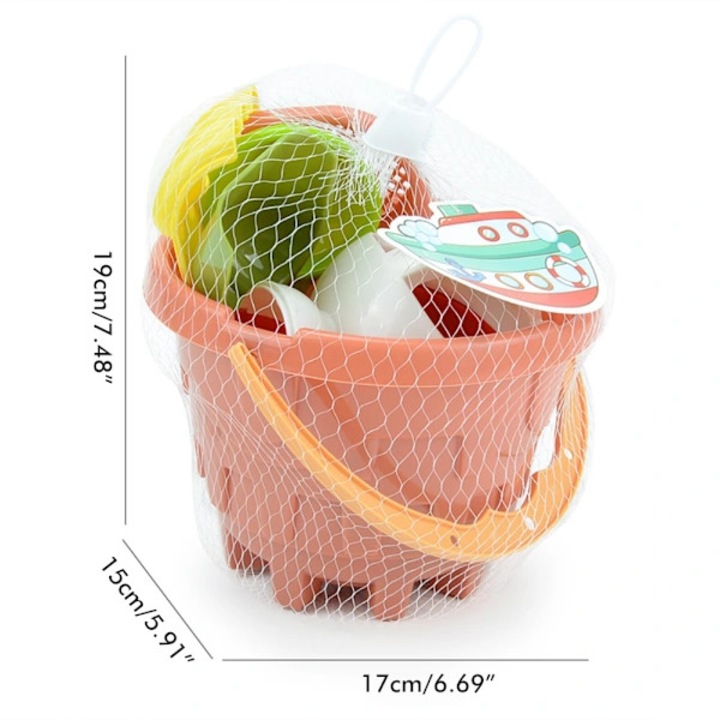 Set jucarii plaja 9 piese, galeata nisip, forme animale, stropitoare, lopeti, multicolor, 14x14x15cm