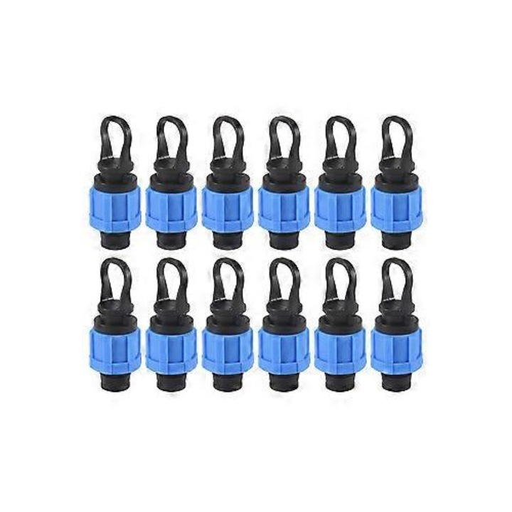 Capace terminale pentru tub irigare 12 buc plastic albastru-negru 7x2.6x1.6cm