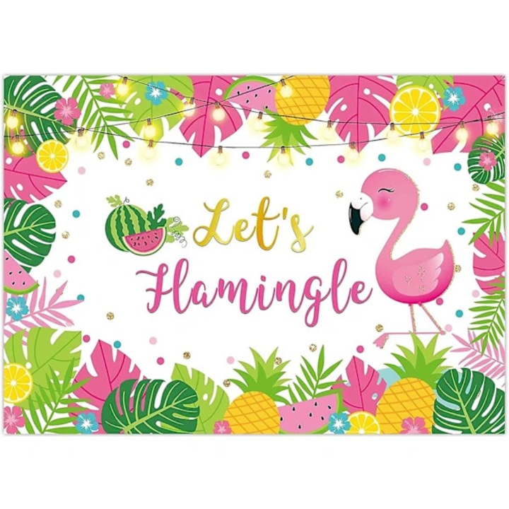 Fundal petrecere Flamingo tropical, 210x150cm, vinyl, roz