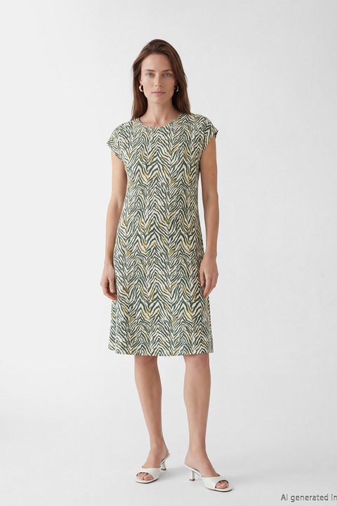 LC WAIKIKI, Rochie cu imprimeu si croiala in A, Verde pal, 48