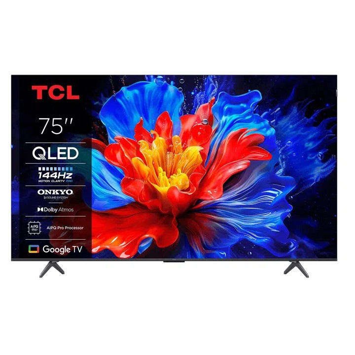 Телевизор TCL 75QLED810K, 75" 4K UHD QLED, SmartTV, Google TV, 2.1ch, 144Hz, WiFi 5, Black