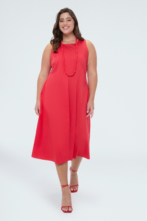 Fiorella Rubino, Rochie evazata cu fermoar, Rosu vermillion