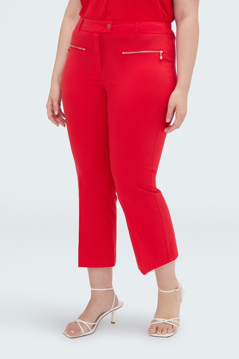Fiorella Rubino, Pantaloni capri din amestec de lyocell, Rosu vermillion