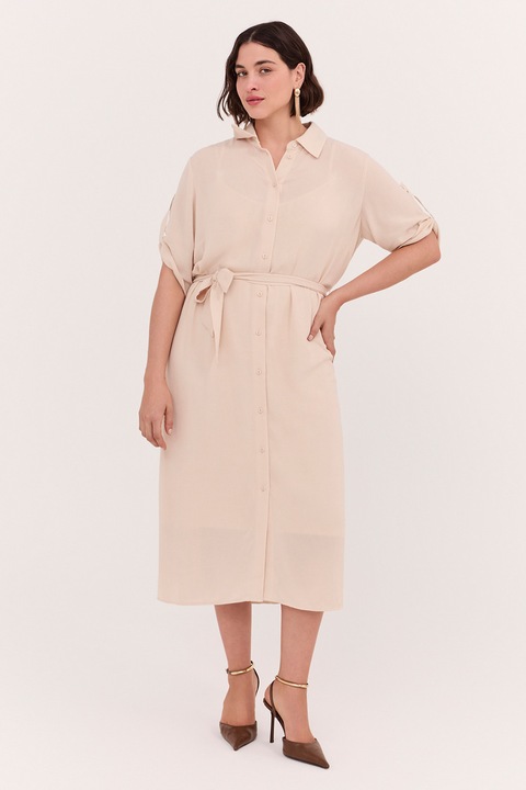 Fiorella Rubino, Rochie-camasa midi, Bej sampanie
