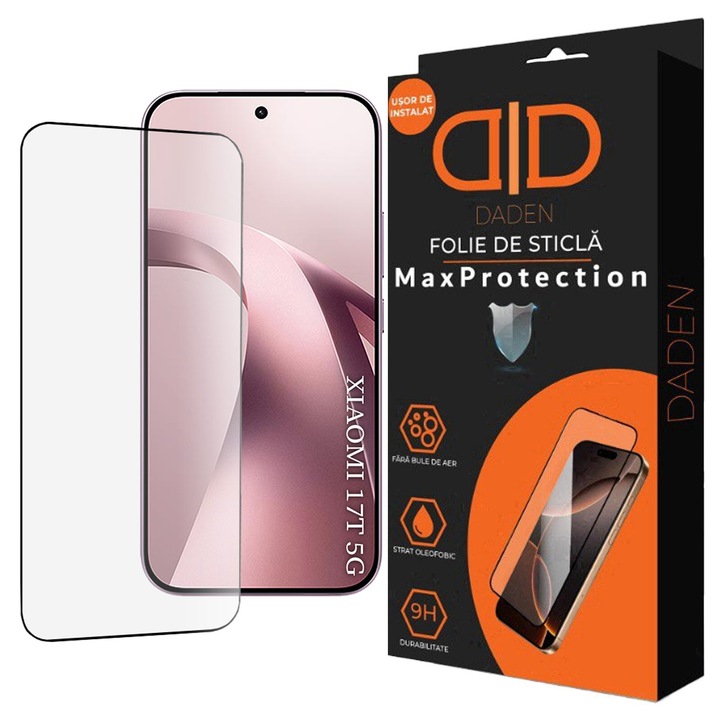 Folie Sticla pentru Xiaomi 17T Daden MaxProtection, Full Cover, Protectie Profesionala, Ultra Rezistenta, Calitate Premium, Margini negre
