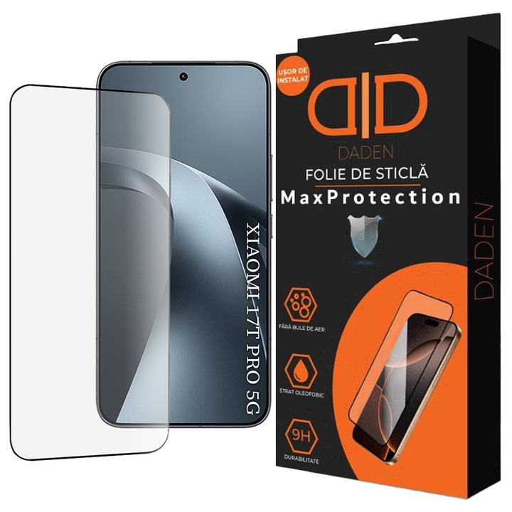 Folie Sticla pentru Xiaomi 17T Pro Daden MaxProtection, Full Cover, Protectie Profesionala, Ultra Rezistenta, Calitate Premium, Margini negre