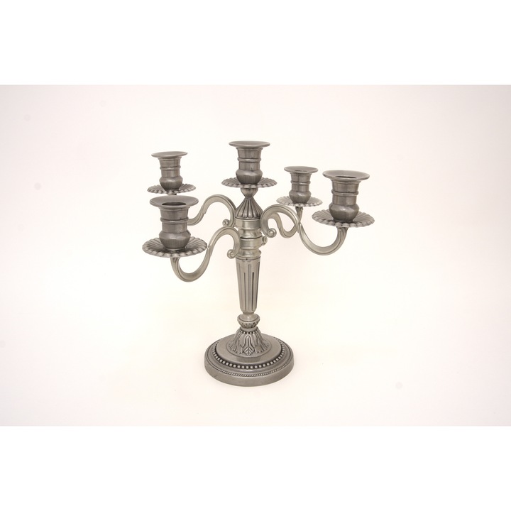 Ötkarú gyertyatartó antimonból, M 31 cm, B.S.P. / CD4668
