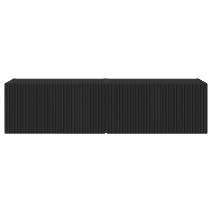 Dulap TV de perete vidaXL, 2 pcs, Negru 60 x 31 x 29 5 cm, Lemn compozit