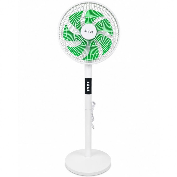 Elite EFS-1345 ventilátor, 40 W, 30 cm, 3 sebességfokozat, oszcilláció, 7 lapát, fehér/zöld