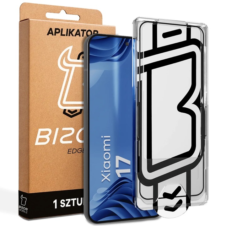 Sticla cu rama de montare Bizon Glass Aplikator Edge pentru Xiaomi 17