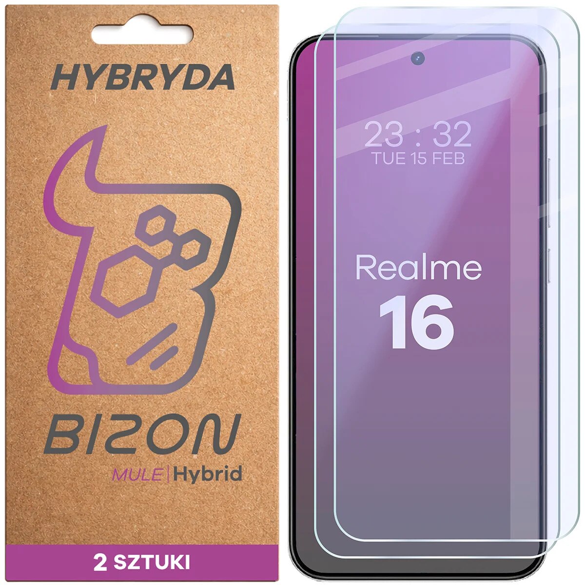 Sticla hibrid Bizon Hybrid Mule Duo pentru Realme 16 5G, 2 bucati