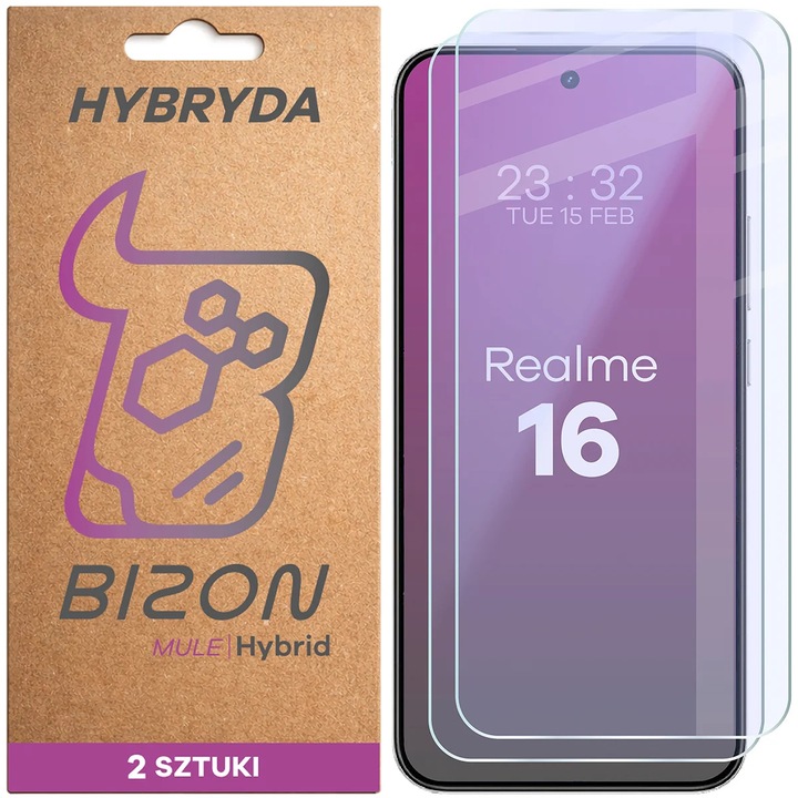 Sticla hibrid Bizon Hybrid Mule Duo pentru Realme 16 5G, 2 bucati